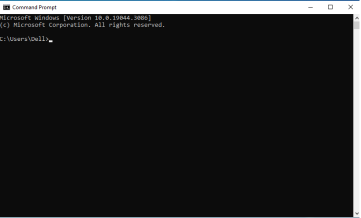 Open command prompt in Windows
