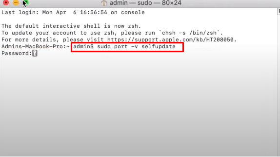 update command in Mac Terminal